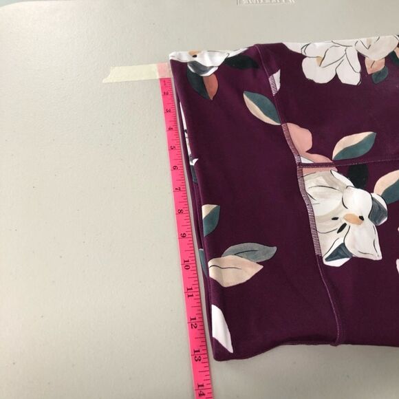 Athleta Floral Elation 7/8 Tight Athletic Leggings Womens Small Wine Purple Red - Picture 12 of 16